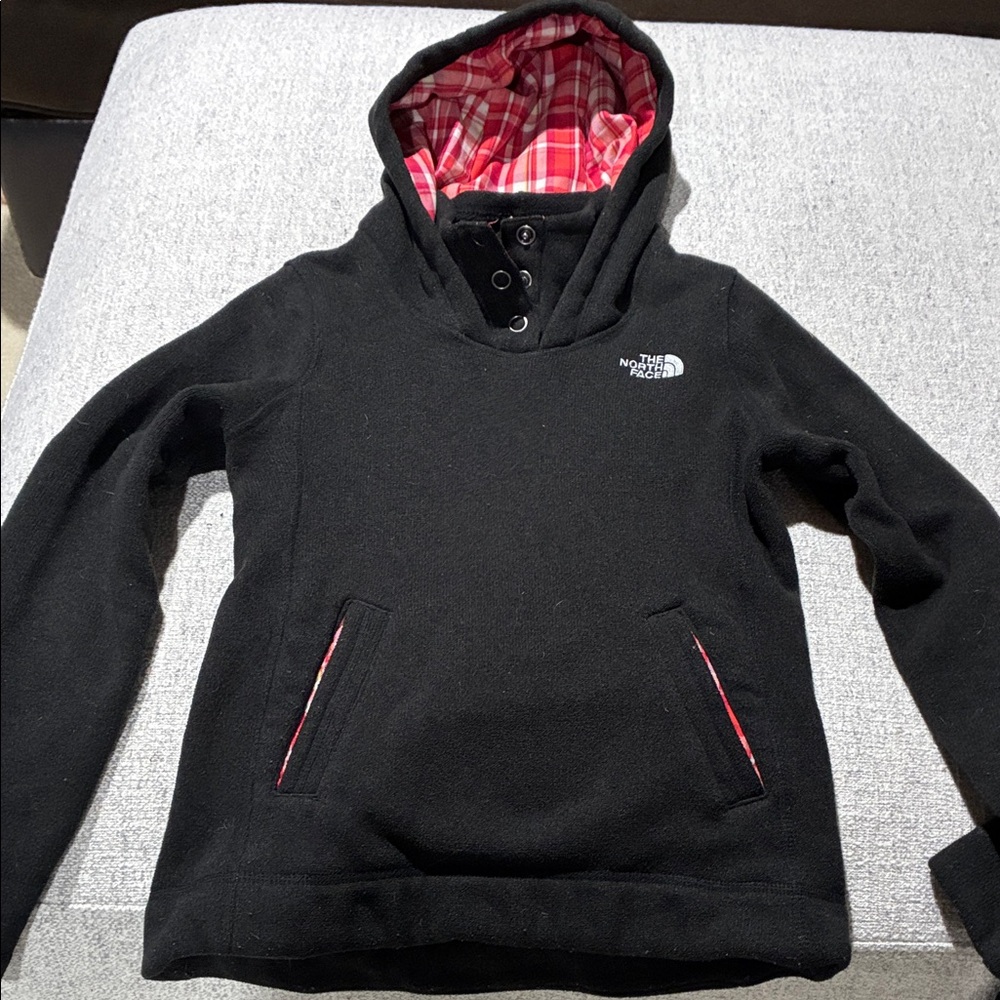 The North Face Black Hoodie with Red Accents